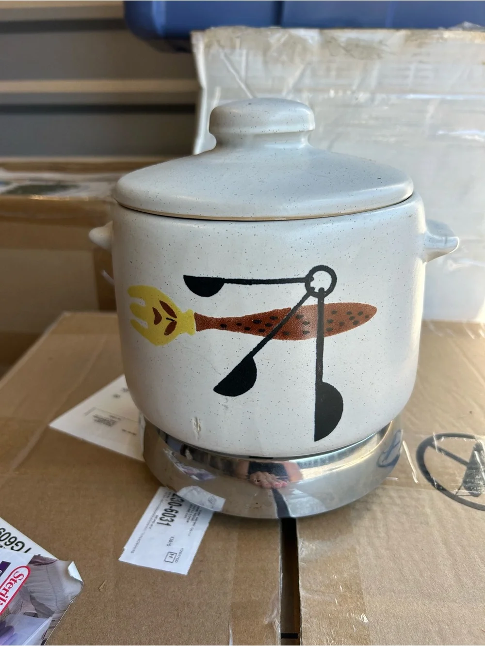 Vintage 1950s MCM Atomic Ceramic Bean Pot Electric Warmer – Retro Kitchen